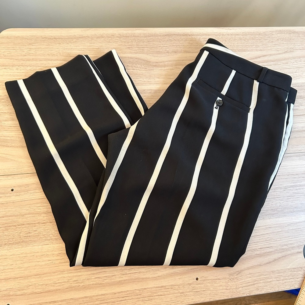 Banana Republic Avery Striped Trousers Black White Size‎ 12
